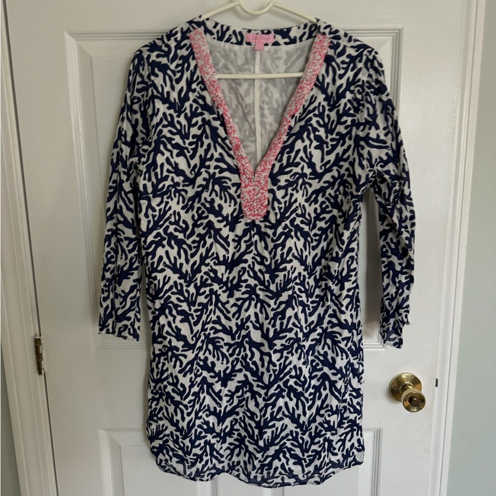 Lilly Pulitzer Navy and Pink Midi Dress - Picture 2 of 7